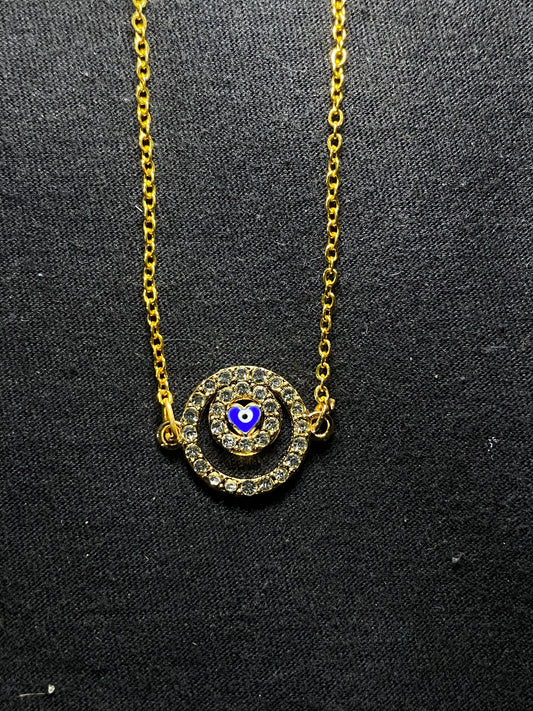 Diamond Evil Eyes With Heart  Design Neckless  For Daily Wear